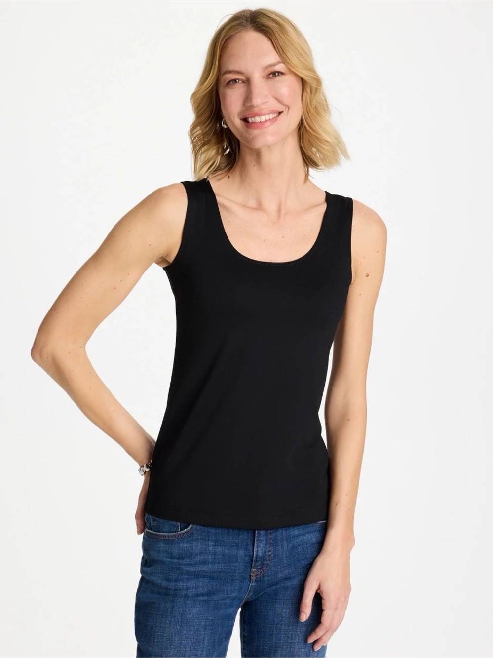 Women's Chico's Stretch Microfiber Tank Top Black Size 1 Small NWT